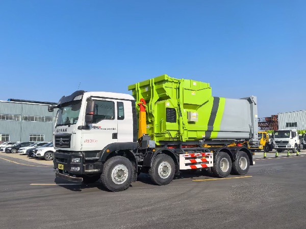 華威馳樂牌SGZ5311ZXXZZ6C5車廂可卸式垃圾車｜中國重汽汕德卡8x4鉤臂式垃圾車｜垃圾轉運車