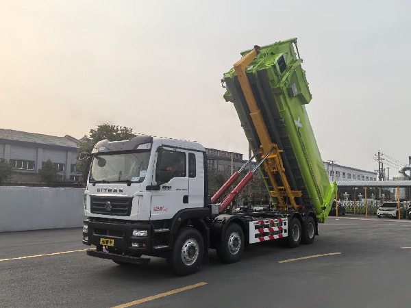華威馳樂牌SGZ5311ZXXZZ6C5車廂可卸式垃圾車｜中國重汽汕德卡8x4鉤臂式垃圾車｜垃圾轉運車