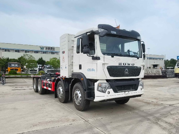 華威馳樂牌SGZ5310ZXXZZBEV純電動(dòng)車廂可卸式垃圾車｜中國(guó)重汽豪沃TX新能源EV純電動(dòng)鉤臂式垃圾車｜壓縮垃圾箱轉(zhuǎn)運(yùn)車｜8x4 純電動(dòng)垃圾轉(zhuǎn)運(yùn)車輛