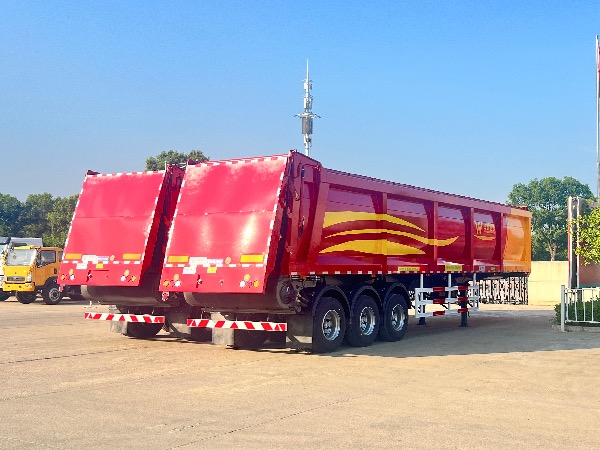 中國(guó)重汽湖北華威制造的履帶平推式自卸半掛車｜華威馳樂(lè)牌SGZ9404ZLJ垃圾轉(zhuǎn)運(yùn)半掛車｜智能履帶平推自卸式半掛車|礦粉運(yùn)輸半掛車|鋸泥運(yùn)輸半掛車|散煤運(yùn)輸半掛